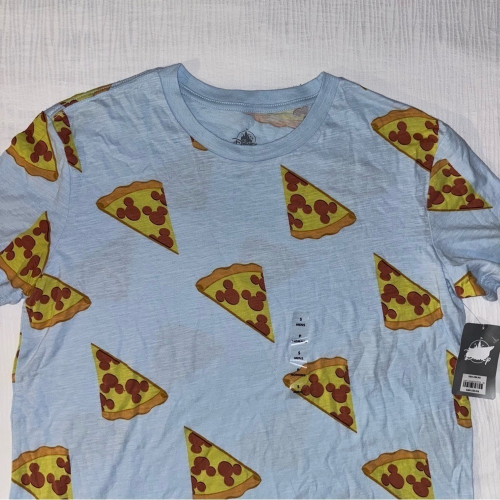 Disney blue shirt with Mickey pepperoni pizza, size Small, NEW with TAGS - Picture 2 of 4